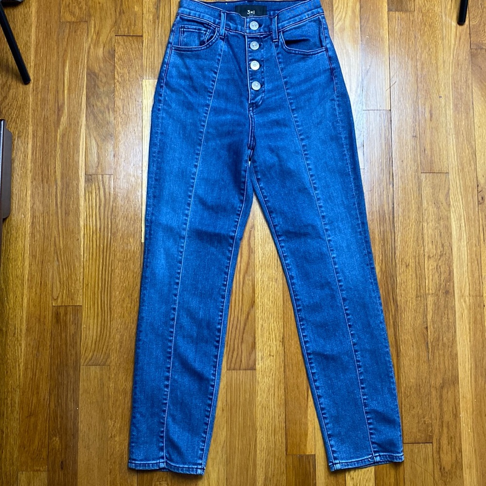 3x1 NYC Authentic skinny Jeans seamed front Mid Stretch Denim Shake made in USA
